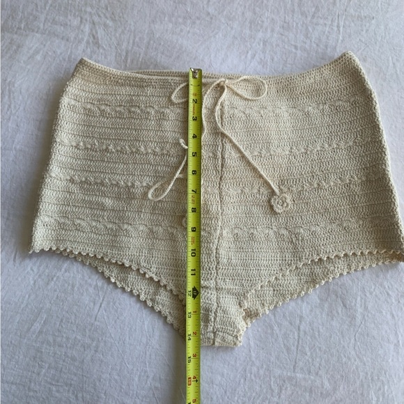 NWT Doen Lia Cotton Crochet Hand Knitted Knit Drawstring Shorts Cream - Picture 11 of 13